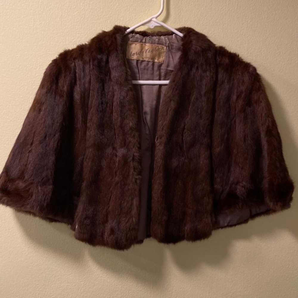 Vintage mink capelet, bolero, stoll with front pockets and closure